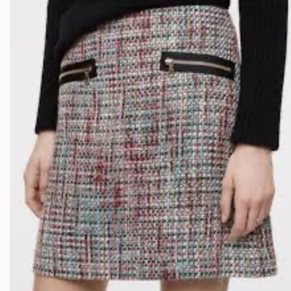 LOFT Colorful Tweed A-Line Skirt